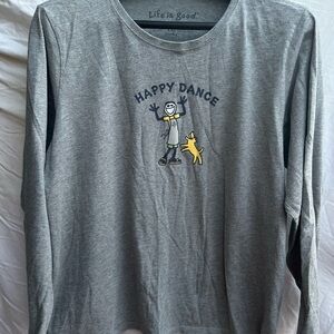 Gray Life is Good Happy Dance Long Sleeve Shirt